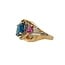 TQ blue topaz, pink tourmaline & diamond ring (4.5 ctw) 14k yellow gold 10.1 gr