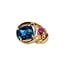 TQ blue topaz, pink tourmaline & diamond ring (4.5 ctw) 14k yellow gold 10.1 gr