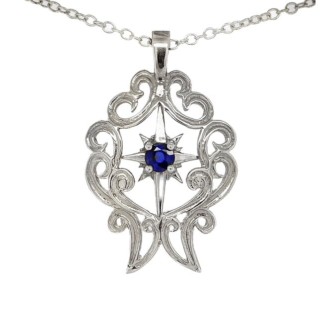 TQ Original Sapphire Compass pendant, sterling silver
