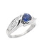 Floating sapphire and diamond wave ring 14k white gold
