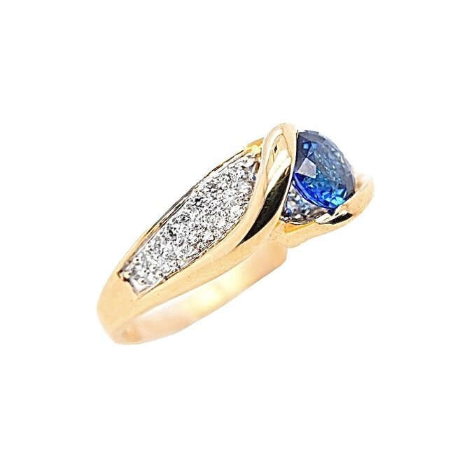 Floating Sapphire and Diamond Ring 14k Yellow Gold
