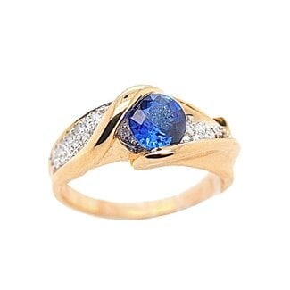 Floating Sapphire and Diamond Ring 14k Yellow Gold