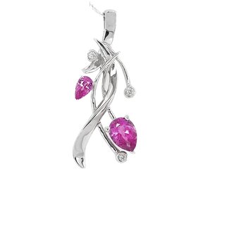 TQ Original pink sapphire & diamond "Embrace" pendant, sterling silver