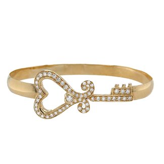 4mm Quinn's Diamond (0.78ctw) Key to Her Heart cuff bracelet, 14k yellow gold 16.2 grams