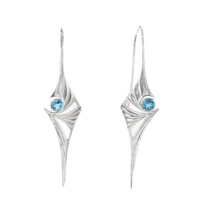 TQ Original swiss blue topaz (2ctw) earrings, sterling silver