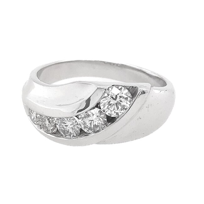 TQ Original diamond (1.0 ctw) journey ring 18k white gold 5.6 gr