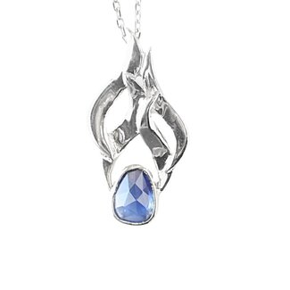 TQ Original blue sapphire custom pendant 14k white gold 2gr