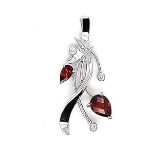 TQ Original garnet & diamond "Embrace" pendant, sterling silver