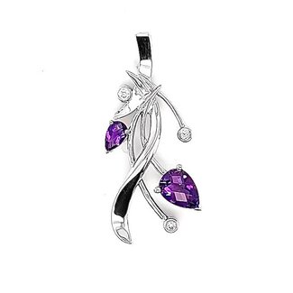 TQ Original Double Pear Amethyst and Diamond "Embrace" pendant, sterling silver
