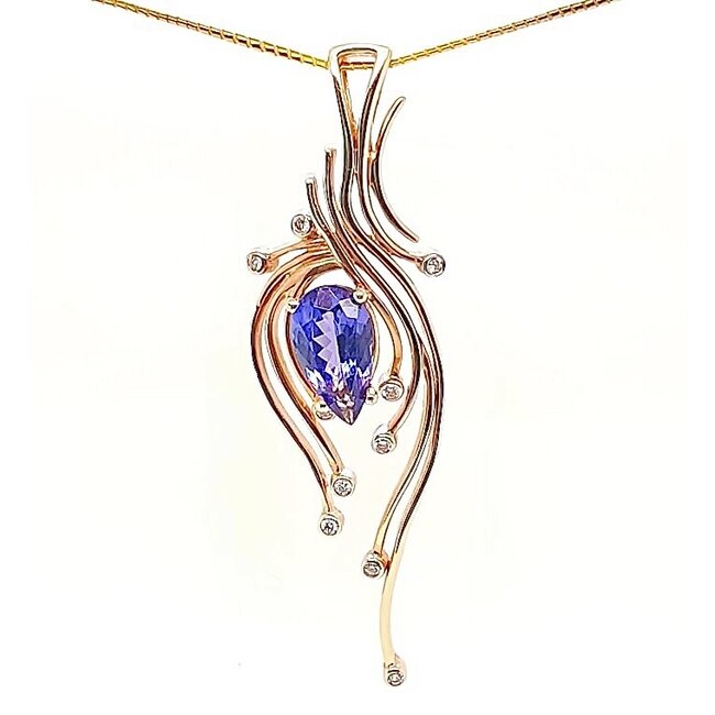 TQ Original tanzanite (2.0 ct) & diamond (0.10 ctw) pendant, 14k yellow gold