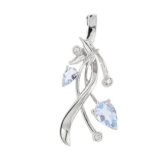 TQ Original aquamarine & diamond "Embrace" pendant, sterling silver