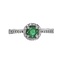 Emerald (0.62 ct) & diamond (0.34ctw) round halo ring 14k white gold 3.5gr