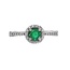 Emerald (0.62 ct) & diamond (0.34ctw) round halo ring 14k white gold 3.5gr