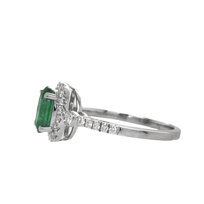 Emerald (1.12 ct) And Diamond  (0.30 ctw) Ring White Gold