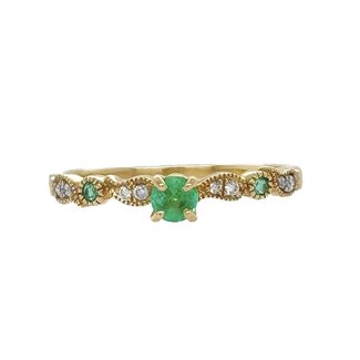 Emerald (0.15ctw) And Diamond (0.04ctw) Ring
