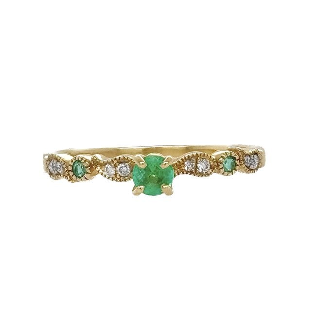 Emerald (0.15ctw) And Diamond (0.04ctw) Ring