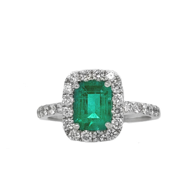 Emerald and Diamond Ring (1.27 - 0.62 ctw)
