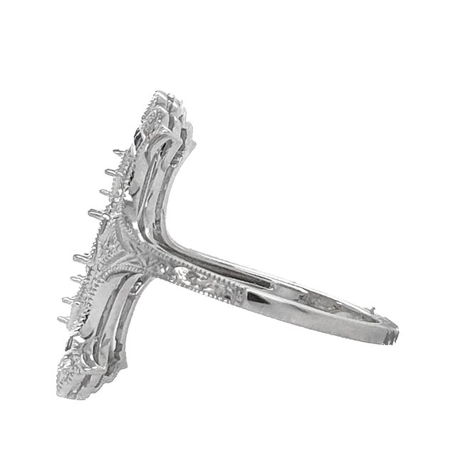 Sapphire (0.16 ctw) & diamond (0.18 ctw) vintage ring setting 14k white gold