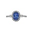 Sapphire (1.46 ct) & diamond (0.30 ctw) halo ring 14k white gold 2.9 gr