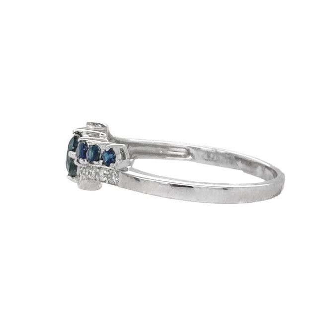 Sapphire (0.79 ctw) & diamond (0.10 ctw) bypass band 14k white gold 2.1 gr