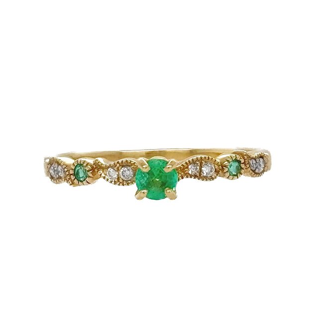 Emerald (0.15ctw) And Diamond (0.04ctw) Ring