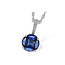 Sapphire(0.77ctw) round cluster necklace, 14k white gold