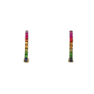 0.10ctw sapphire ruby garnet huggie hoops 14k yellow gold