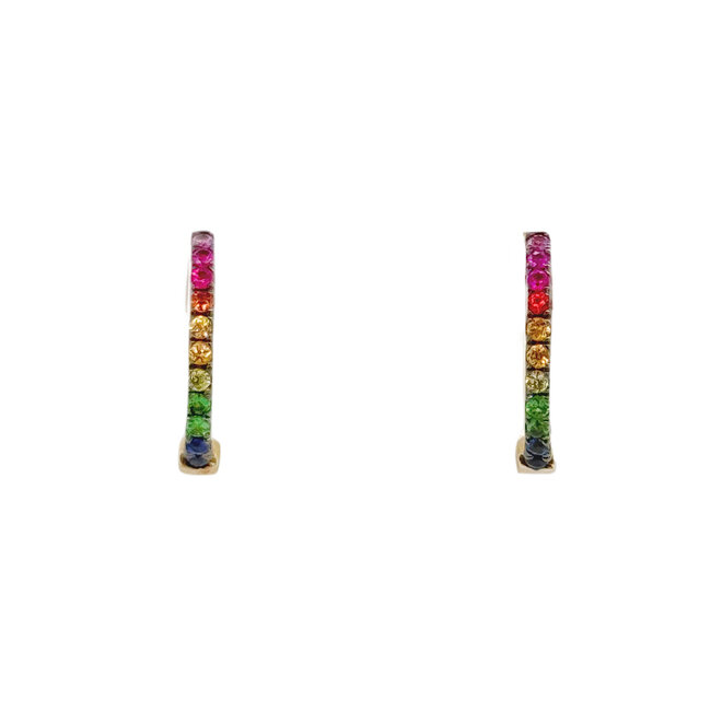 0.10ctw sapphire ruby garnet huggie hoops 14k yellow gold
