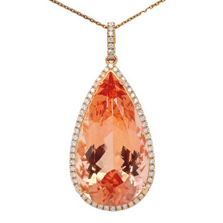 Morganite (40.6 ct) & diamond (0.76 ctw) pendant 14k rose gold