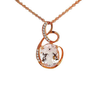 2.90ct morganite, 0.05ctw diamond pendant, 14k rose gold 2.4 gr