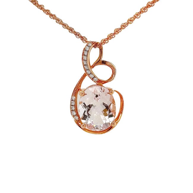 2.90ct morganite, 0.05ctw diamond pendant, 14k rose gold 2.4 gr
