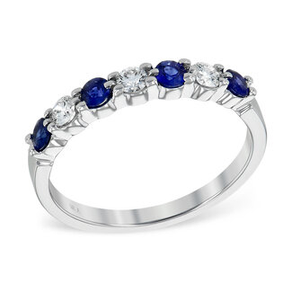 Sapphire (0.35 ctw) & diamond (0.20 ctw) band, 14k white gold