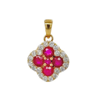 Ruby & diamond (0.82 ctw) 4 stone pendant 14k yellow gold