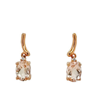 Morganite (1.2 ctw) & diamond accent dangle earrings 14k rose gold