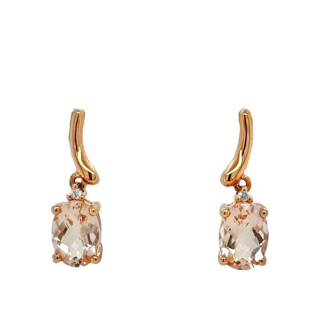 Morganite (1.2 ctw) & diamond accent dangle earrings 14k rose gold