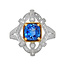 Sapphire (1.5 ct) & diamond (0.36 ctw) vintage ring 14k white & yellow gold