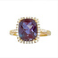 LAB alexandrite (3.69 ct) & diamond (0.22 ctw) cushion cut ring 14k yellow gold 4.2 gr