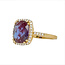 LAB alexandrite (3.69 ct) & diamond (0.22 ctw) cushion cut ring 14k yellow gold 4.2 gr