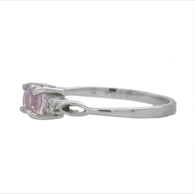 Pink kunzite and diamond ring 14k white gold