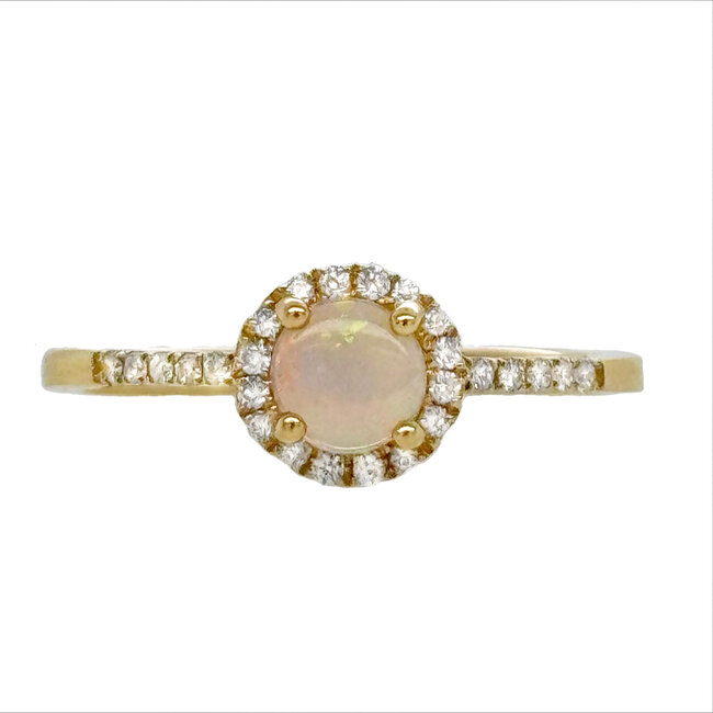 Opal (0.25ct) & diamond (0.11 ctw) ring 14k yellow gold