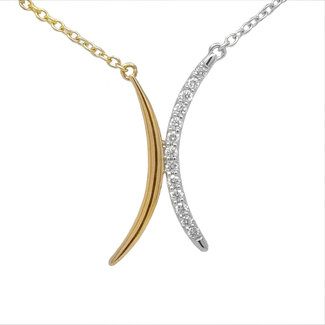 Diamond (0.14 ctw) "X" style pendant 14k white & yellow gold