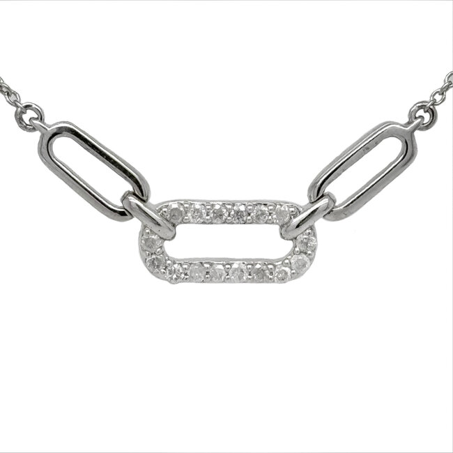 Diamond (0.16ctw) paperclip link necklace, sterling silver