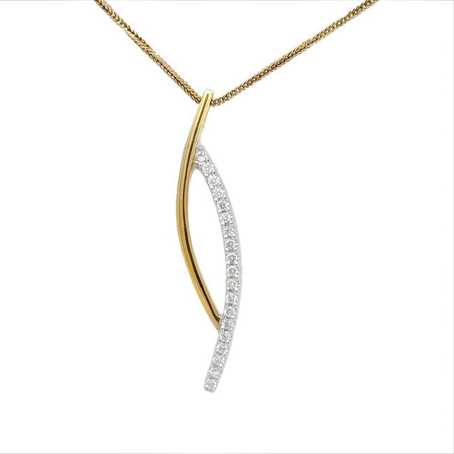 0.19ctw diamond open bypass pendant 14k white /yellow gold