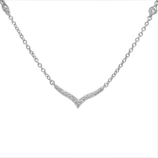 20" Diamond (0.37ctw) "V" with diamond by the yard chain, 14k white gold