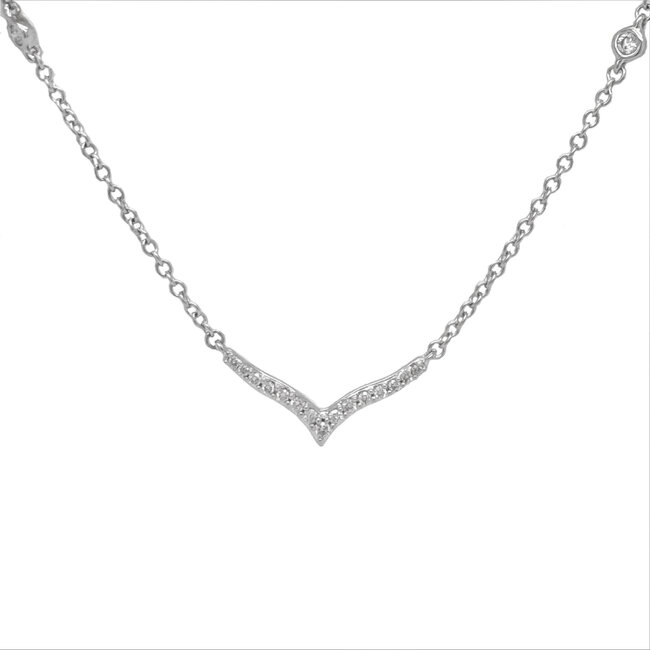 20" Diamond (0.37ctw) "V" with diamond by the yard chain, 14k white gold
