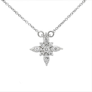 Diamond starburst pendant 14k white gold