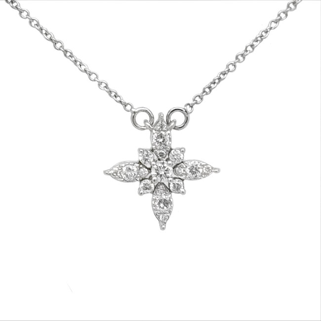Diamond starburst pendant 14k white gold