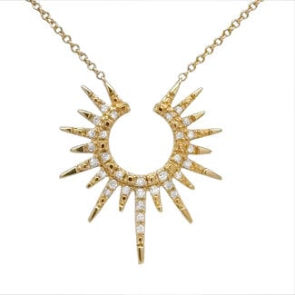 Diamond (1/7ctw) sunburst pendant, 14k yellow gold