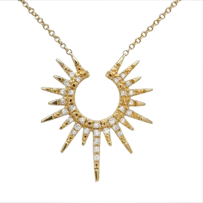 Diamond (1/7ctw) sunburst pendant, 14k yellow gold