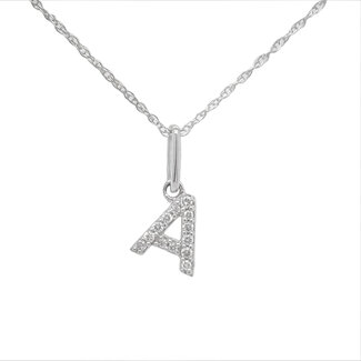 Diamond (0.05 ctw) "A" initial pendant 14k white gold